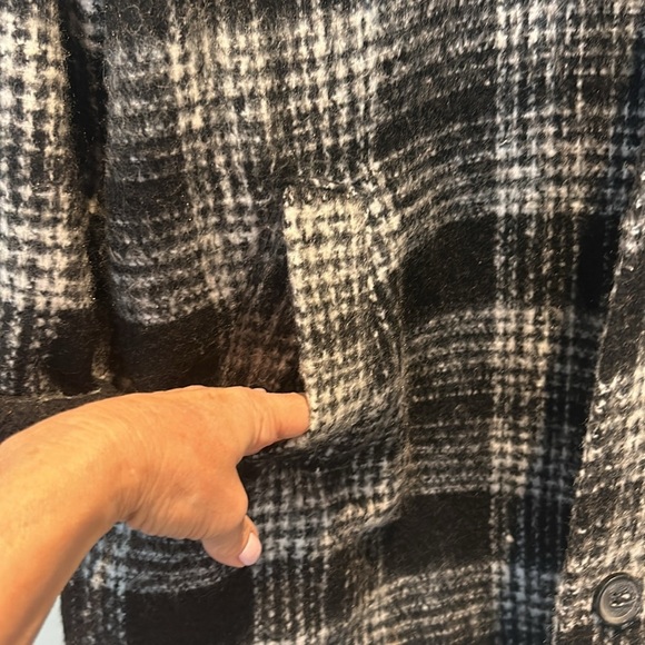 Joe Fresh Sherpa Teddy Fleece Black and White Checkered Shacket Coat Size 3X - Picture 10 of 15